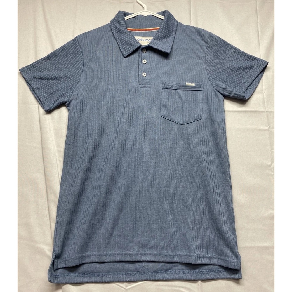 Laguna Rib Knit Polo Shirt Mens Medium Gray Cozy Cotton Stretch Golf Performance